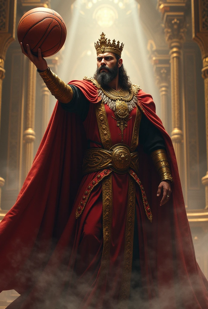 King with one hand with basketball
