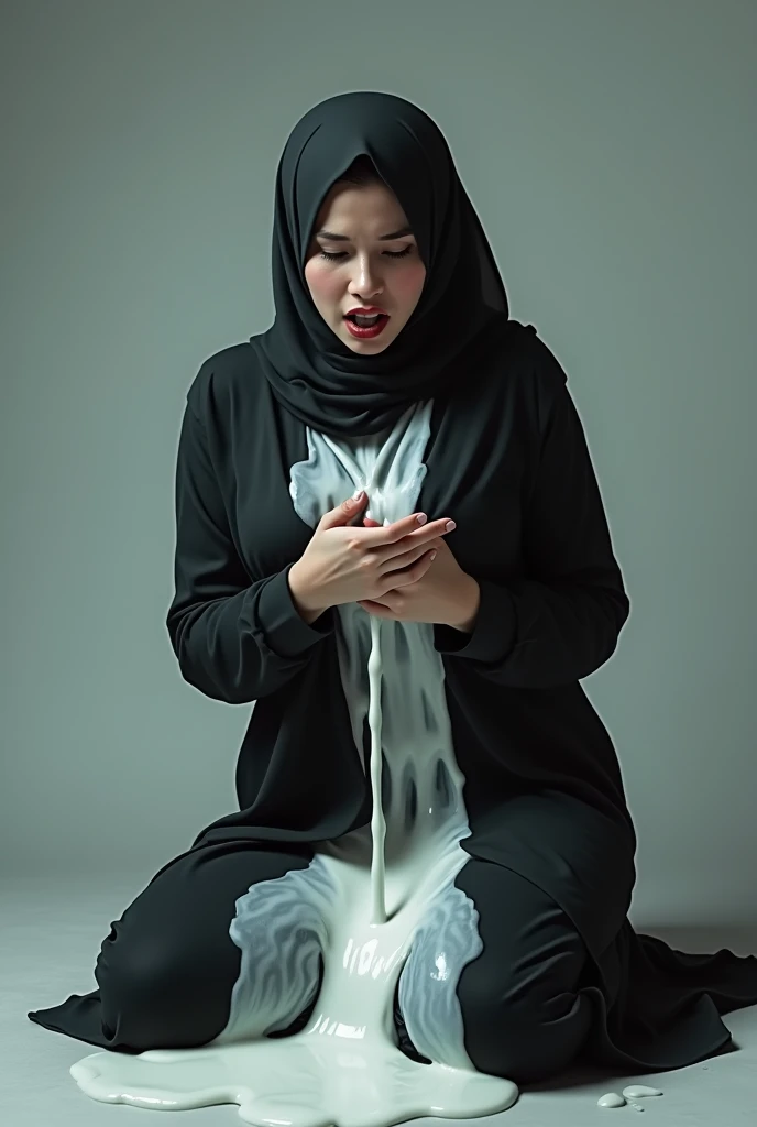 
Shocked curvy hijab girl on her knees gets white fluid on her face and chest and waist

 
