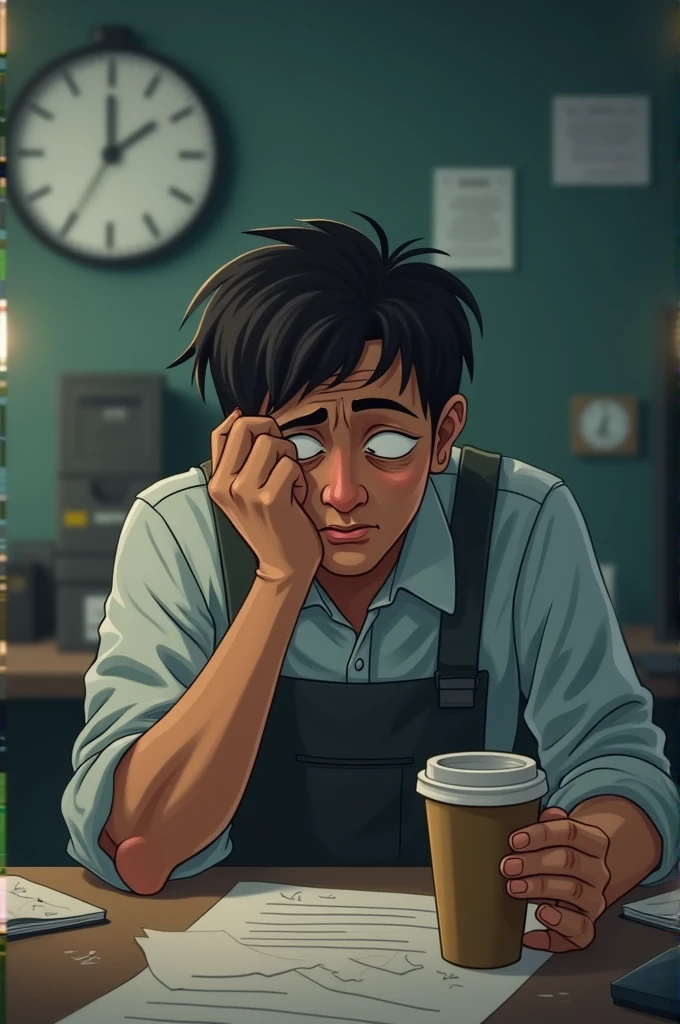 Image: A very tired worker. Text: "When you work 12 hours a day, But your boss tells you it's just a phase."