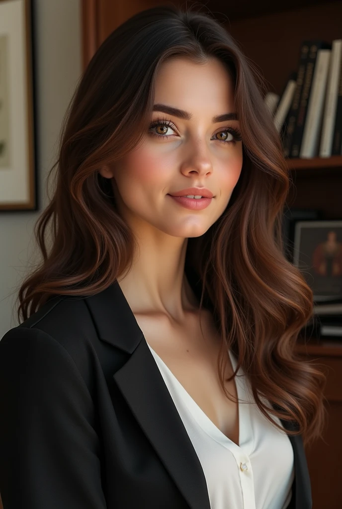 ((Best Quality)), ((masterpiece)), (detailed) Girl, long brown hair , Brown eyes , Finish the law degree 