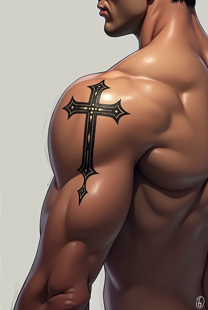 medium cross tattoo on back of arm