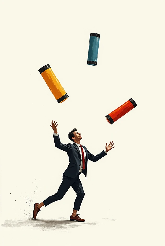 Drawing of 3 juggling clubs made with many strokes