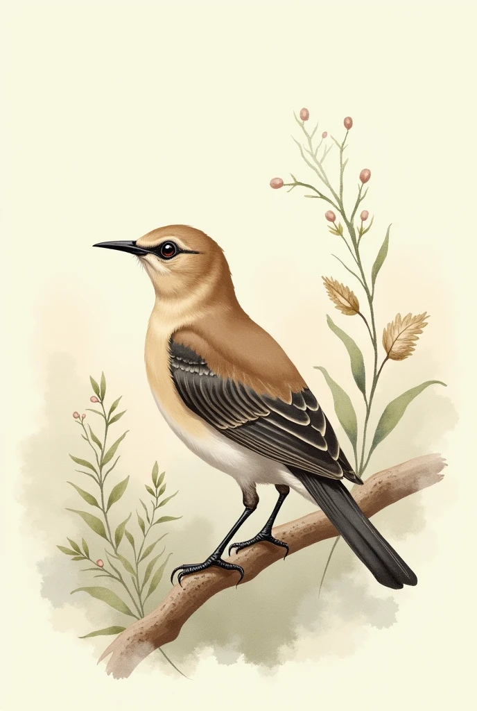 naturalistic art bird, vintage drawing, watercolor