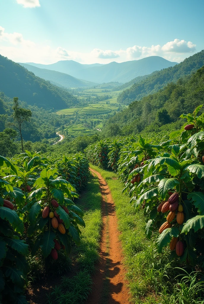I want a horizontal image of a cocoa farm