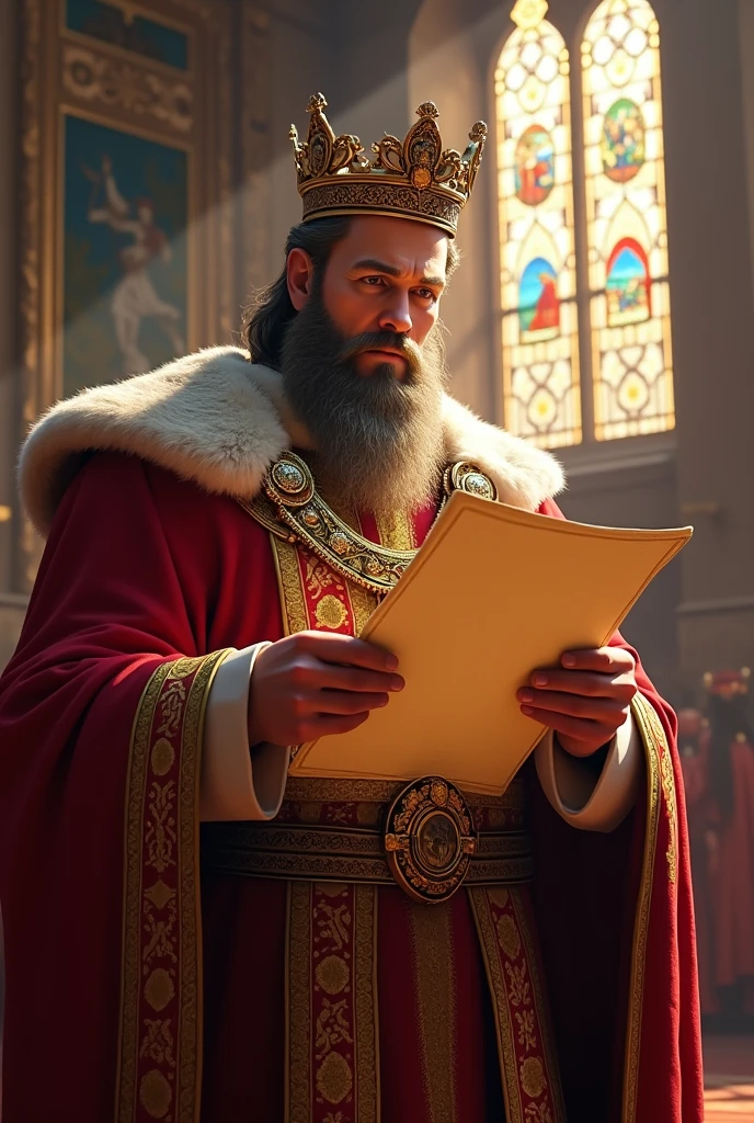 a king with a list