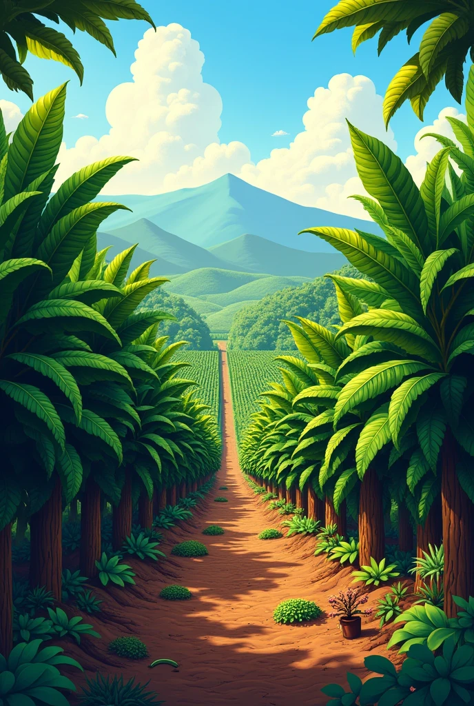 I want a vertical image of a cocoa farm 