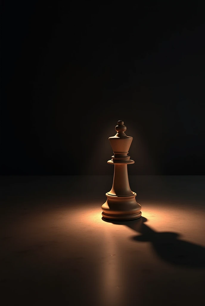 Chess piece illuminated by flashlight and its shadow
