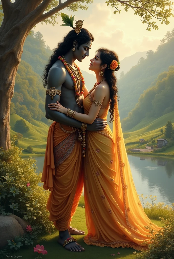 Hindu God Shree krishna with her Radha