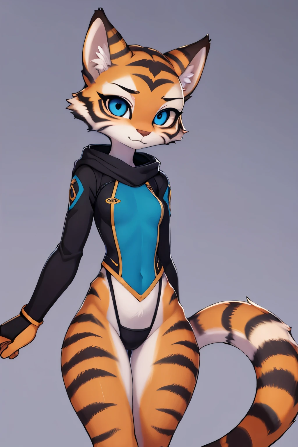 master tigress,round pupils,2d, slender, woman, young, small tail: 1.1, beautiful eyes, perfect anatomy, furry, detailed furry, on e621, detailed background, high resolution, absurd resolution, shaded, cute, solo, by siroc, by zinfyu, by dagasi,  by chunie, clothing, clothes
 