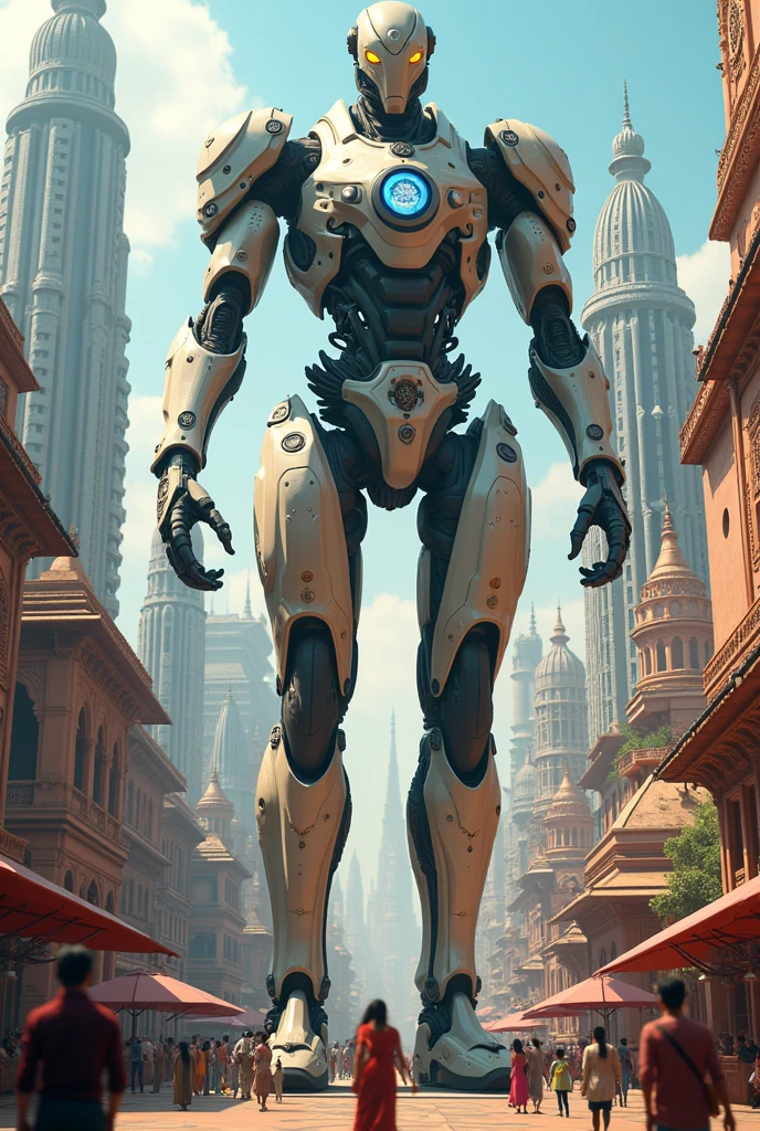 A indian city and futurestick with robot