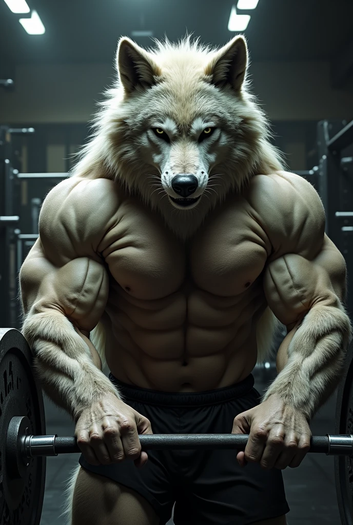 Humanoid Wolf Full of Hair Gym Workout Aggressive Look Bust Only