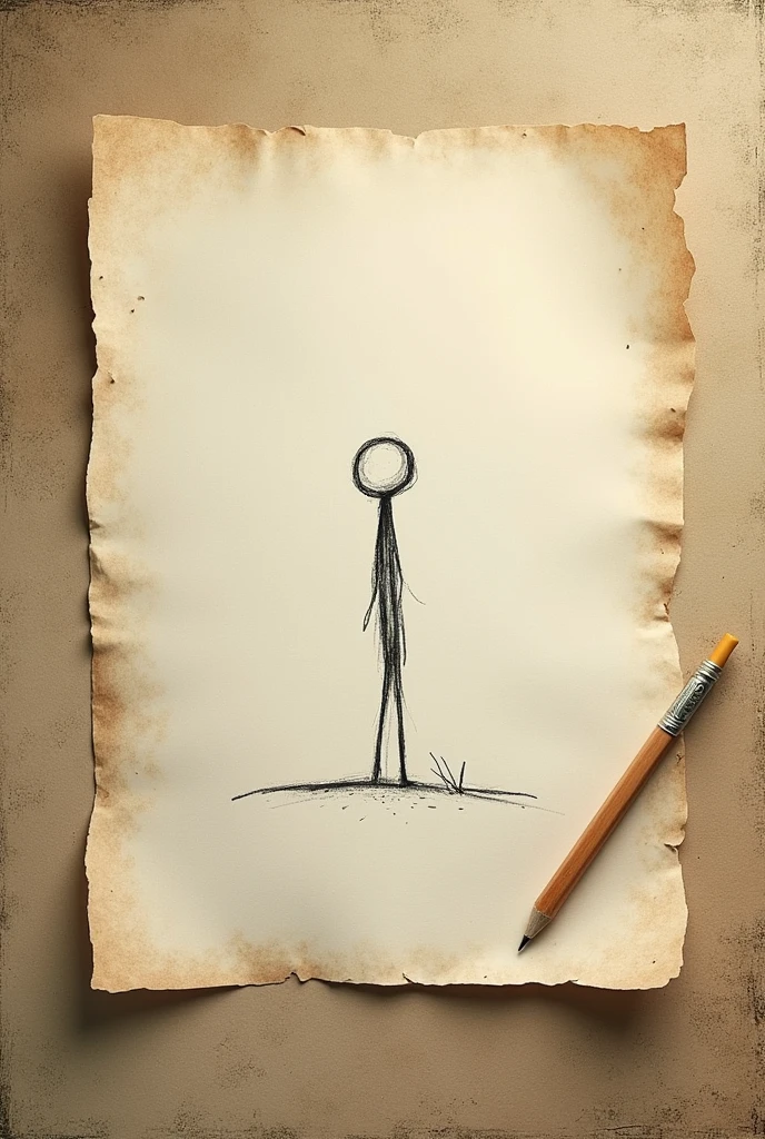 A very simple image of a drawing on meaningful paper