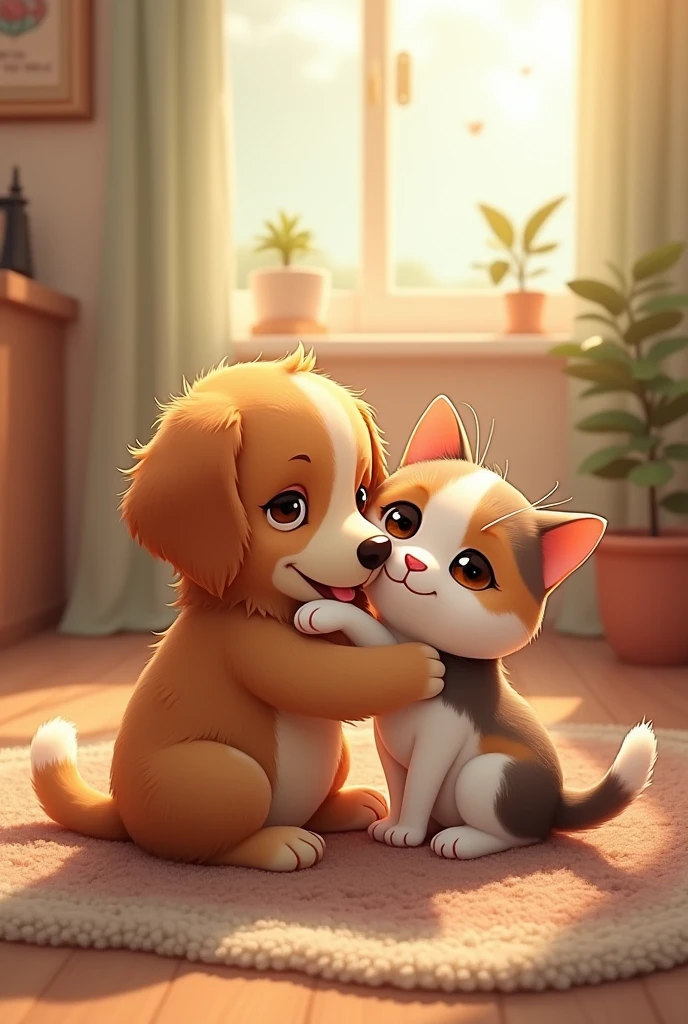 Cute dog and cat