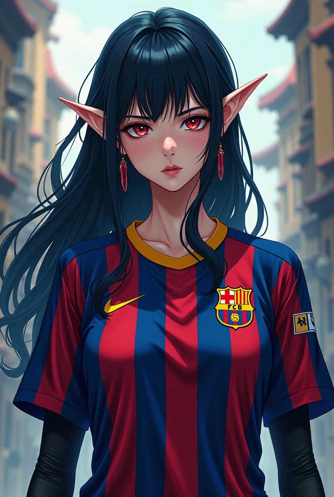 Frieren wearing a Barcelona shirt