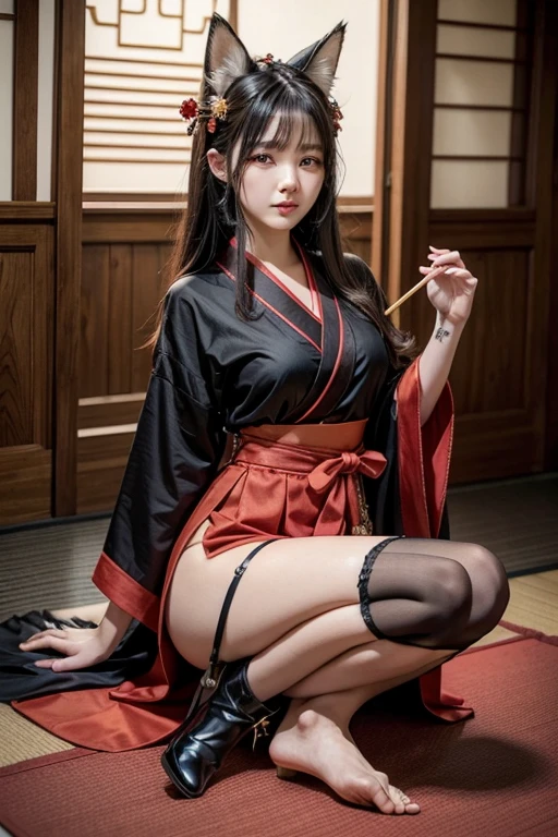 The only 18 year old shrine maiden、NSFW、Super detailed、High resolution、transcendental beauty　highest quality、masterpiece、Wear knee socks、Majimix Real、(RAW photo:1.2)、(Photoreal:1.4)、beauty in details、and delicate expression、At a historic old shrine、(The shrine maiden&#39;s black uniform is torn.、I can see your nipples:1.5)、Miko black and white costume、(short pigtails、Bangs without gaps:1.5)、((you can see me))(squat)、eyelash、sparkling eyes、glossy lips、beautiful and detailed eyes、((beautiful japanese girl))、very detailed expression、highly detailed face、movie lighting、positive、((dynamic pose))、((open stance))、(The front of the shrine maiden&#39;s hakama is torn、I can see your pussy:1.8), shrine maiden&#39;s black costume、(Accurately represents the shape of the female genitals:1.5), (Detailed depiction of the labia minora, vaginal opening, Detailed depiction of the clitoris:1.5), (Open your legs wide and raise your knees:1.8)、(restrain hands and feet:1.6)、(man&#39;s hand touches pussy:1.8)、thin legs、(Open your mouth wide and look at your tongue:1.7)、Panting with sexual pleasure、(Feel the climax of ecstasy:1.6)、Open your mouth wide and scream、shame、Her cheeks flushed slightly、heartbreaking cry