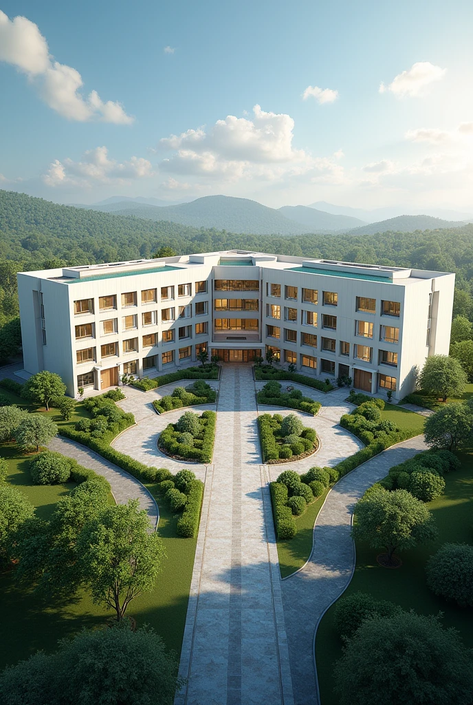 Make an 3d exterior of my hospital that's name is “CuraSafe Residence”
Structure:-
Hospital will be in square shaped
Hospital will have only one floor
Hospital will have 14 equal sized rooms on every sides