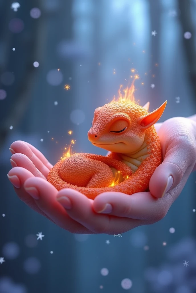 (photorealism:1.2), baby boy new born, sleep on bed, wearing loose off-shoulder top, pajama pants, indoors, soft lighting, dragon with fire in background, cozy room, relaxed pose, realistic, intricate details, warm colors, by Greg Rutkowski, by Alphonse Mucha