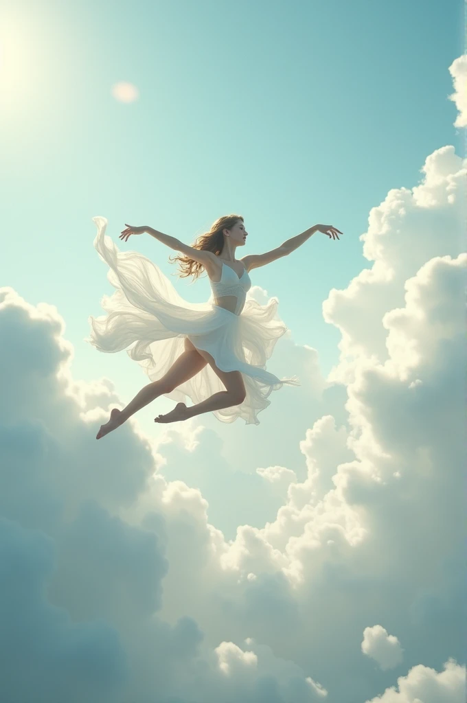 Dancer flying in the clouds