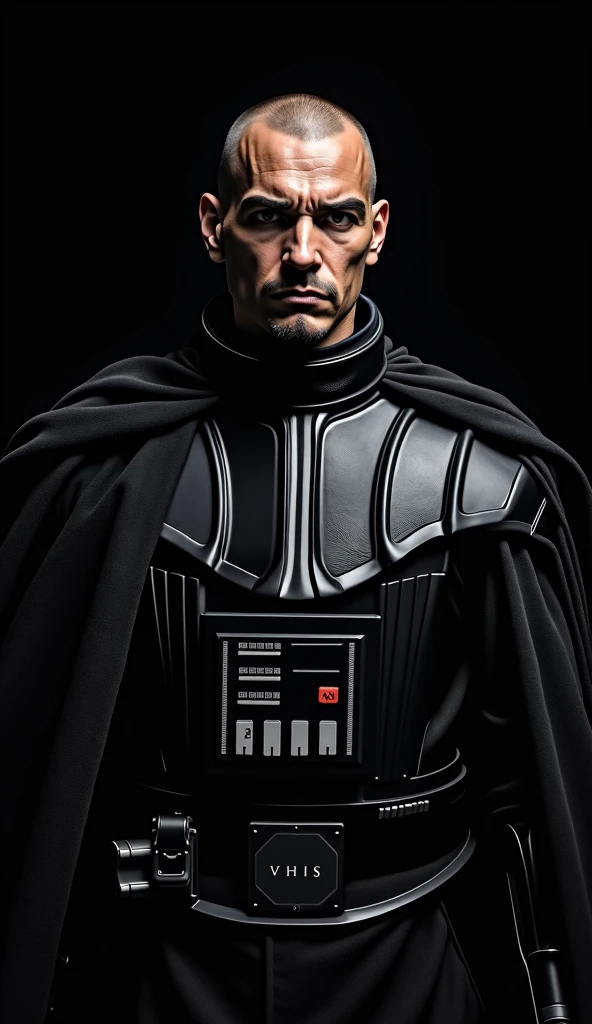 {A hyper-realistic close-up shot of a Lord Sith, capturing the region from his armored chest to the top of his head. The Lord Sith stands with a commanding presence, his face straight and his gaze locked directly into the eyes of the viewer, exuding a serious and intimidating aura. He has a shaved head and appears to be around 23years old, with a strong, well-built physique, the result of years of rigorous training with the masters of the dark Jedi order. His torso is clad in a formidable Sith armor, reminiscent of Darth Vader's, with intricate details and a polished, black finish that reflects the faintest light. The armor accentuates his broad chest and muscular build, adding to his imposing appearance. The setting is enveloped in total darkness, with the Lord Sith emerging from the shadows, creating an atmosphere of mystery and menace. The background is completely black, ensuring that all focus is on the Sith Lord’s intense, unwavering gaze, the contours of his face, and the menacing presence of his armor. The photograph is taken in a cinematic style, using one of the world’s most advanced cameras, ensuring extreme clarity and detail. The lens captures every nuance of the Lord Sith’s expression, the texture and design of his armor, and the strength of his physique. The lighting is carefully controlled, casting a dramatic spotlight on his face and armored chest, while the rest of the scene remains in shadow. The image is rendered in stunning 8K and 4K resolution, with meticulous post-processing to enhance the sharpness, contrast, and depth, delivering a photo with unparalleled clarity and impact.}--ar 4:3 --v 5.1 --q 2 --style hyper-realistic --hd 8k, 4k --details intricate --sharpness extreme --contrast high --lighting dramatic spotlight --atmosphere dark and ominous --background complete darkness --camera hasselblad h6d-400c ms --lens 85mm portrait --iso 50 --shutter_speed 1/200s --focus_highlight Lord Sith's face, expression, and Sith armor --render ultra-de