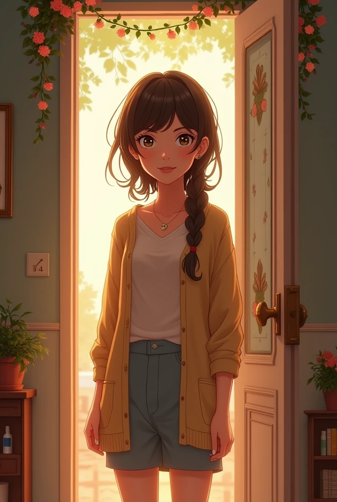 Sara at the door