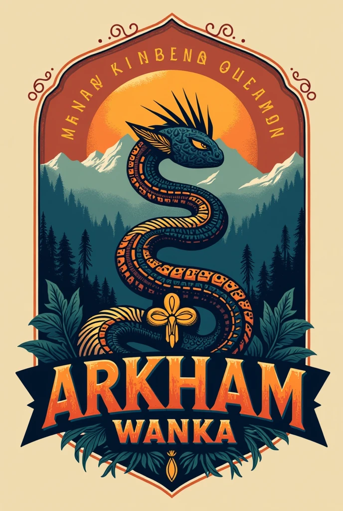 A logo of a brand called Arkham Wanka with a theme from the country of Peru