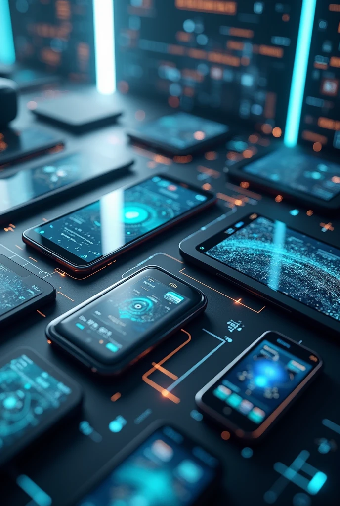 Create a presentation image about the future of electronics, Just put the name and a background image of the electronics in Spanish and add spaces to make the presentation