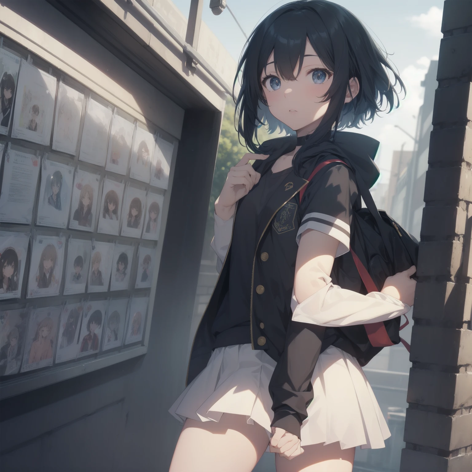 ultra-absurdres-Top quality by artist God, ultra-detailed, high resolution, anime moe artstyle, best anime 8k konachan wallpaper, pixiv contest winner, pool:2810, perfect anatomy,break, 1girl, (Please draw a girl walking sleepily to school alone. )break,(Solo,little female,15age:1.3),Full limbs, complete fingers,a junior high school student, (very short hair), short cut, flat chest, , small butt, small black eyes, beautiful detailed eyes, well-proportioned iris and pupils, expressive eyes, highres detailed hair, soft expression, salor school_uniform, sailor collar, serahuku, bow, pleated skirt,(Detailed Lighting), (Detailed background), in the School commute route. break,super detailed skin, Best cinematic lighting powered by famous artist, 8k,beauty illustration,photoshop_(medium),very aesthetic,break,((artist:echo_(circa) )), artist:clamp ,artist:carnelian ,artist:kantoku ,