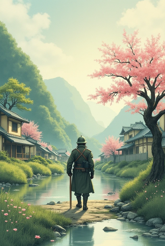 「In this dirty world、I don&#39;t want to stay anymore。 If so、It&#39;s okay to recreate it beautifully」 And so the long, long battle has ended. I hope that this beautiful world will continue for tens of thousands of years to come.。、Japan、Watercolor、Quaint scenery、Military commander