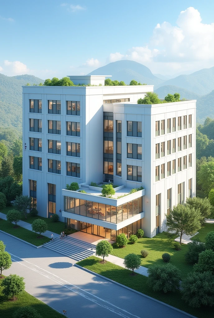 Make an 3d exterior of my hospital that's name is “CuraSafe Residence”
Structure:-
Hospital will be in square shaped
Hospital will build in single story, it means that hospital will have only one ground floor.
Hospital will have 14 equal sized rooms on every sides