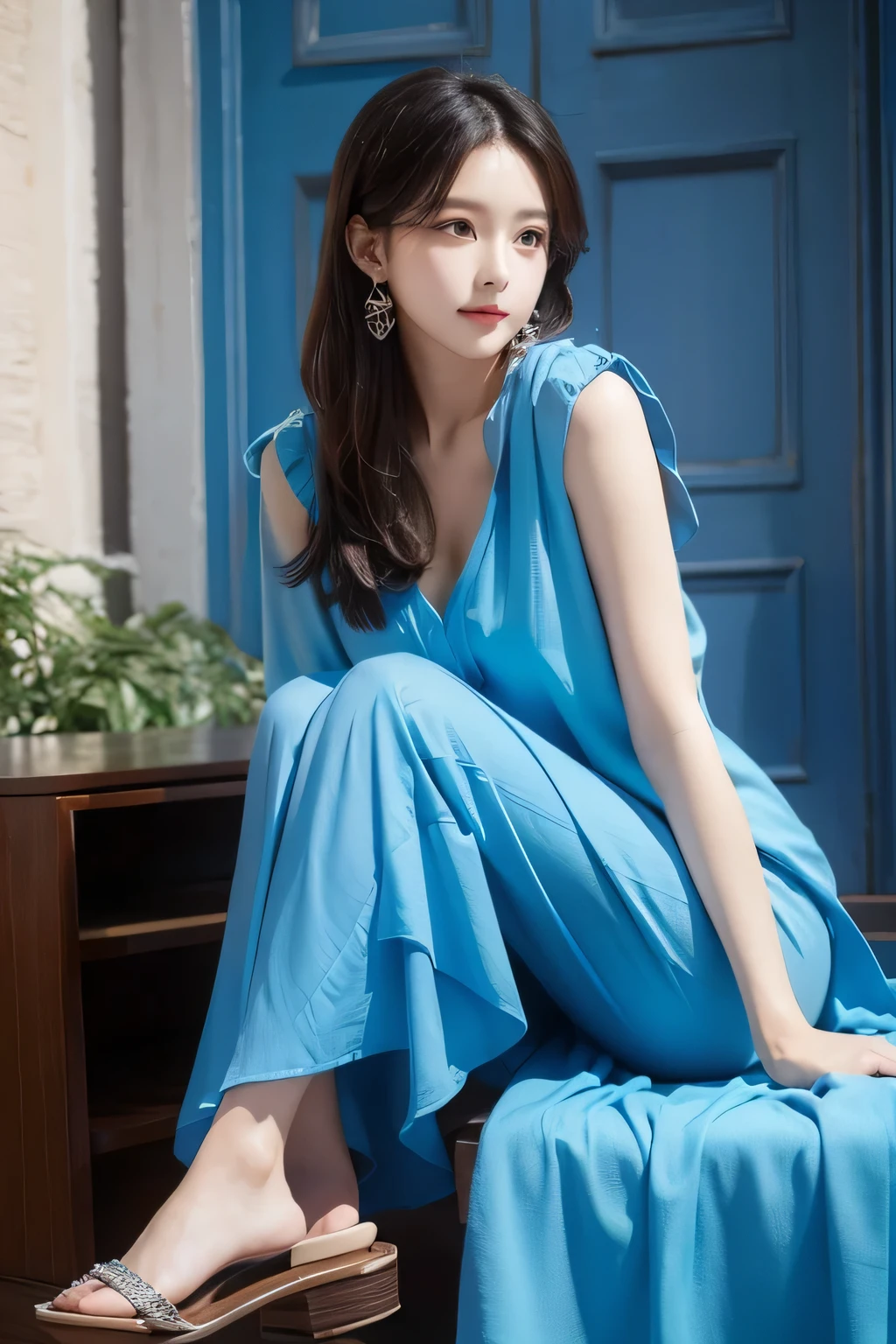 woman Beautiful Blue clothes