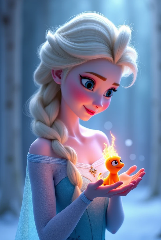 Elsa holding Bruni from the movie frozen 2 with transparent background