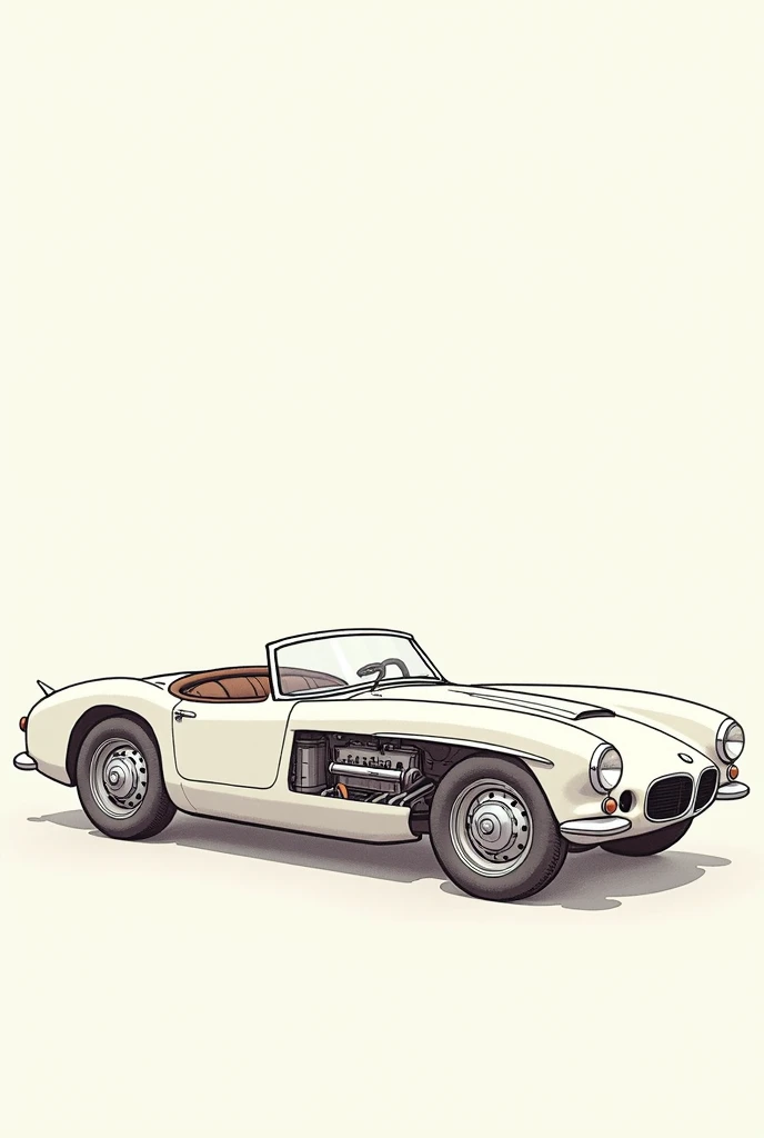 create a  image of a BMW 507 car
Country of Origin: Germany
Brand: BMW
Model: 507,classic run without hood
Year of Creation: 1956, for  coloring book