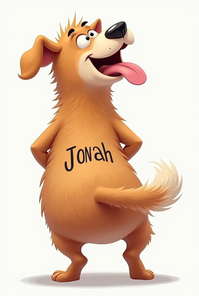 Make a dog showing its butt where Jonah is written