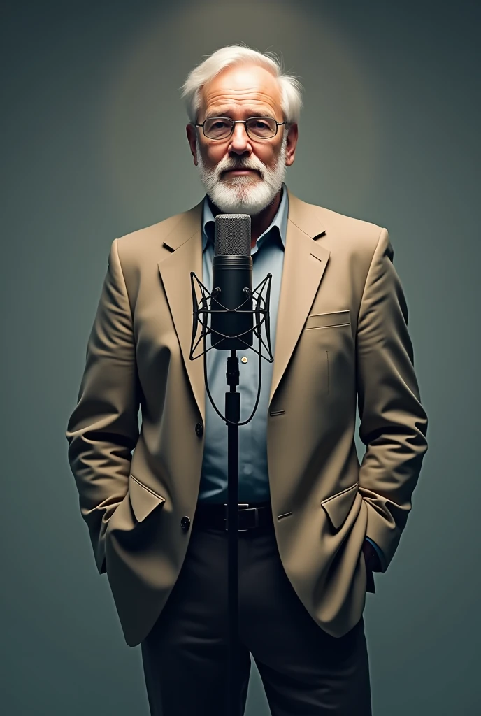 Make me an image for a podcast cover that says "Wisdom at the Microphone"