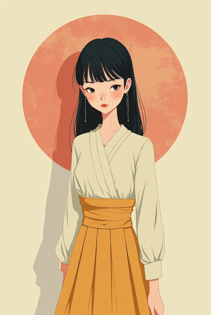 japanese beauty,Author:Conrad is a great girl,Lack of metal,Surreal minimalist shadows,flat illustration, luo erchun,