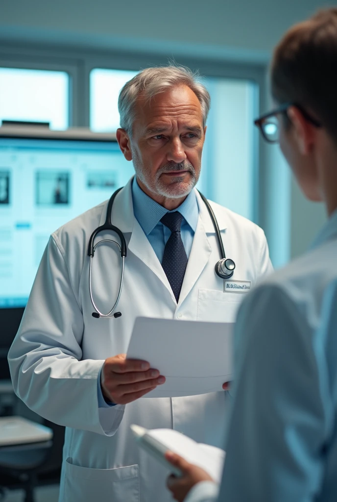 Doctor (man) investigating a patient&#39;s medical history 