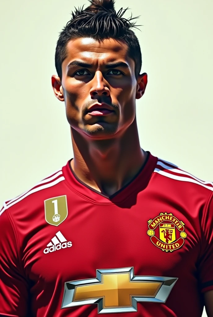 Create an image of Cristiano Ronaldo in a Manchester United shirt