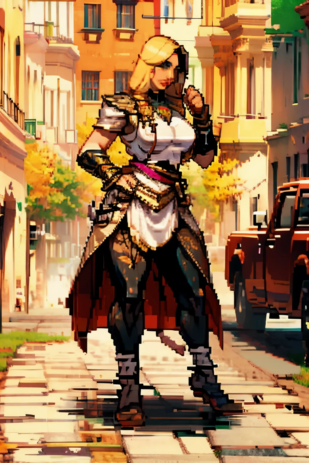 1 girl, alone, Young girl, young, Rome at the bottom, Renaissance, rome, Very detailed, Realistic long-term photography., 4k, CLOTHES, poca CLOTHES, by the wide, long hair, by rubio, Blonde hair, green eyes, green eyes, breasts grandes, breasts, big breast, breasts, hood, hood, stockigs, socks, white stockings, socks blancas