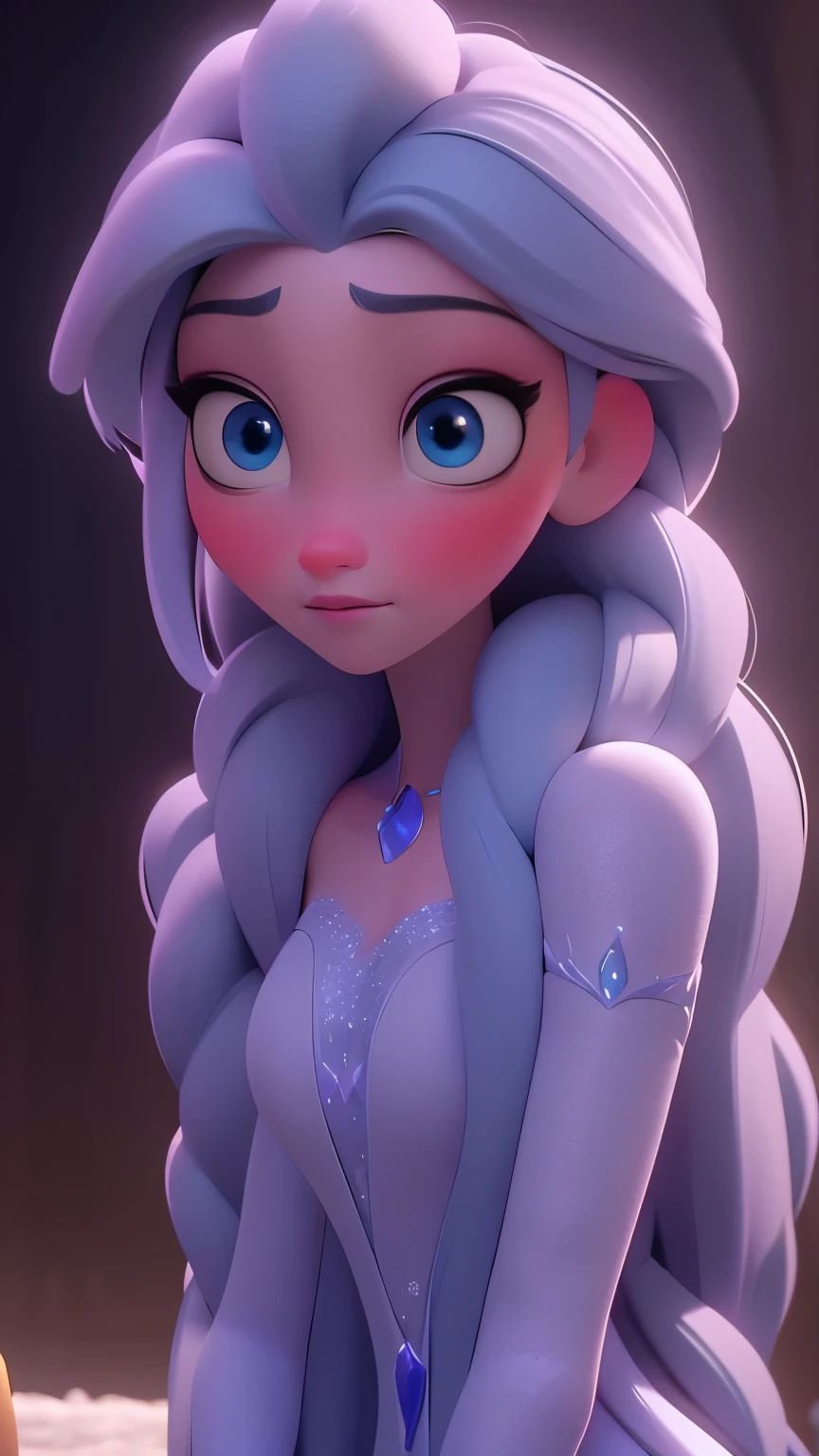 Elsa, (perky breasts), (((small breasts))), smirk:1.2, beautiful blue eyes, (perfect iris’s), depth of colour to her eyes, blonde hair, long hair, braid, full lips, blush, naked, she is showing her vagina, depth of field, bokeh, (special attention to skin detail: 1.2), masterpiece, best quality, ultra-detailed, ultra-HD, photorealistic, cinematic, ((mid camera shot)), sensual pose, alluring, nipples:1.4, looking up at camera, closeup on her face, her cheeks are blushed, 2, she is on her knees, eye contact:1.4, high angle:1.5, ((closeup on face)), perfect face, (((visible breasts))) bokeh everything other than her perfect face, location is Arendelle in winter, ice castle