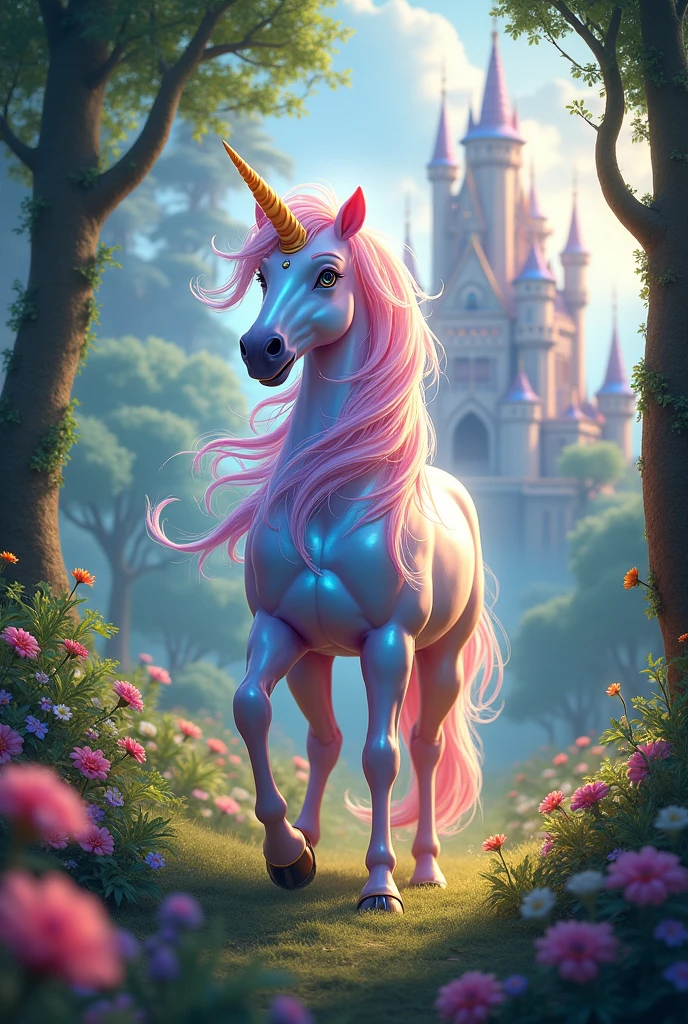 Colorful Unicorn in a Magical Kingdom

