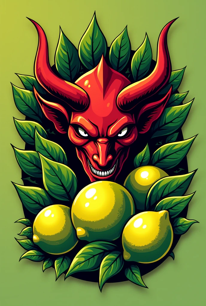 Generate a logo in modern graphic style about a company called demons lemons the logo must be well design and do reference to red satanic hell demons and green lemons