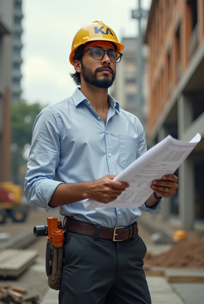  A young man, brazileiro ,civil engineer, wear glasses, Has straight hair