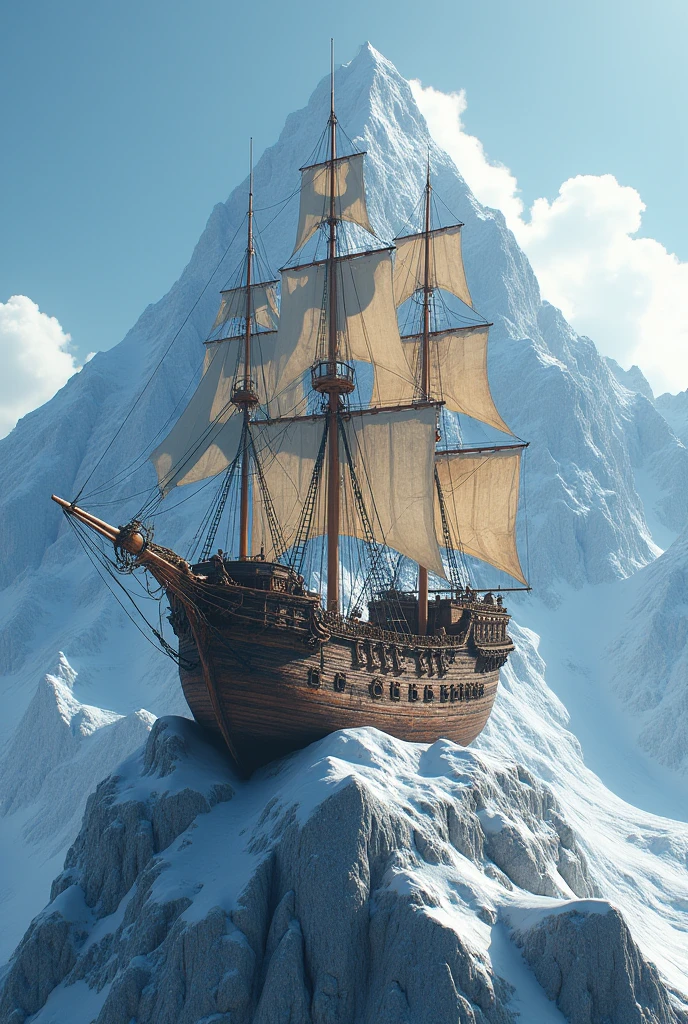 Wooden ship on Mount Everest