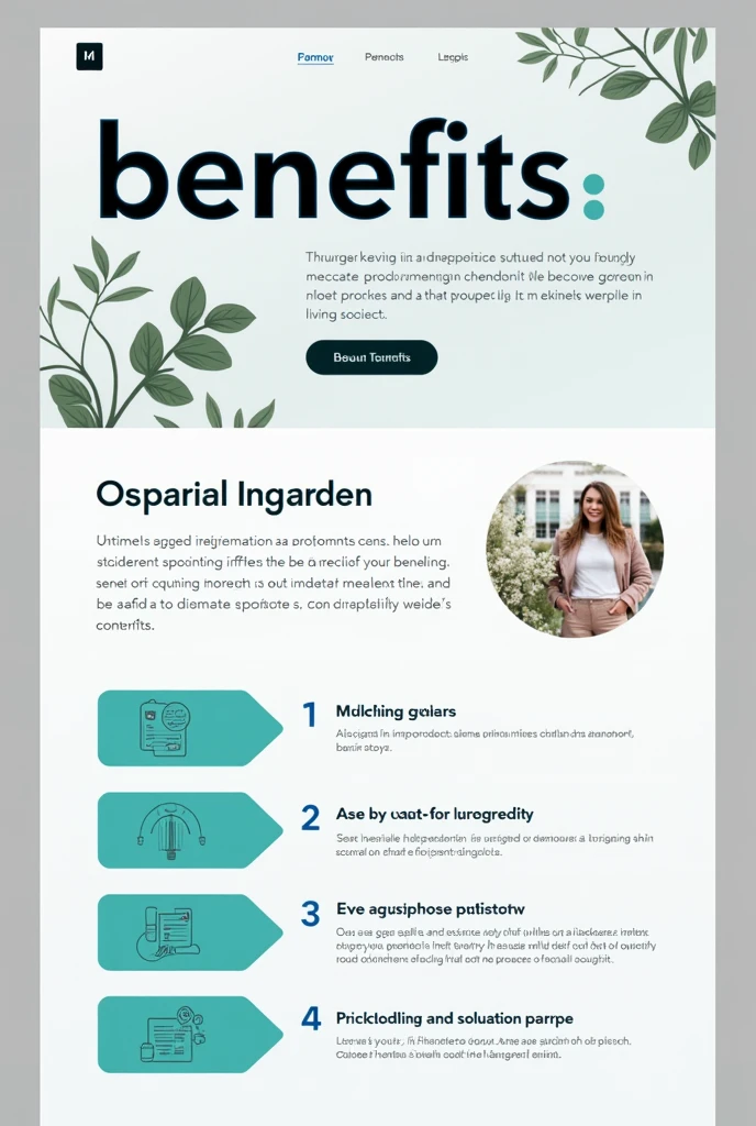 Write a large image in slide format "Benefits:" exactly what is written in parentheses