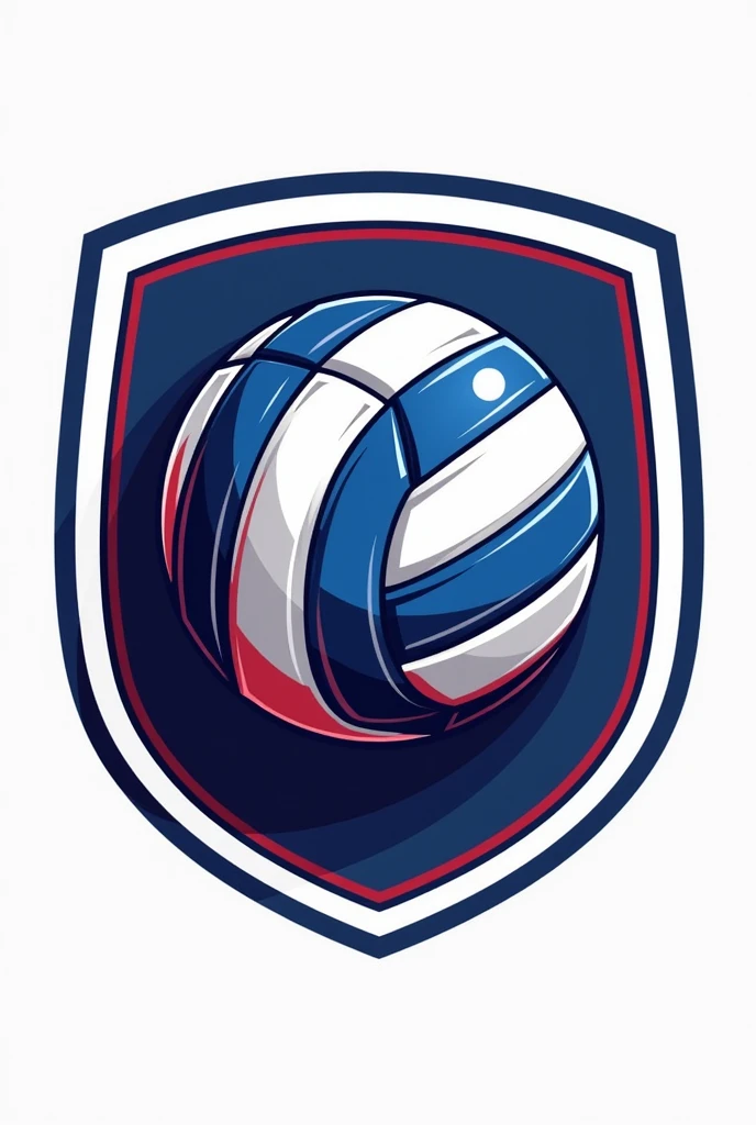 Volleyball logo and shield in BLUE WHITE RED colors, mesh volleyball ball LLANE RO S