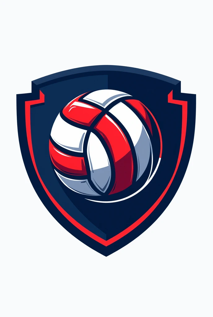 Volleyball logo and shield in BLUE WHITE RED colors, mesh volleyball ball LLANE RO S