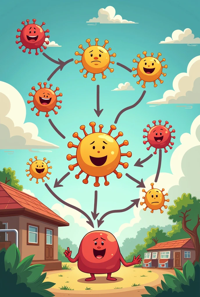 Make an easy cartoon about the Ebola life cycle