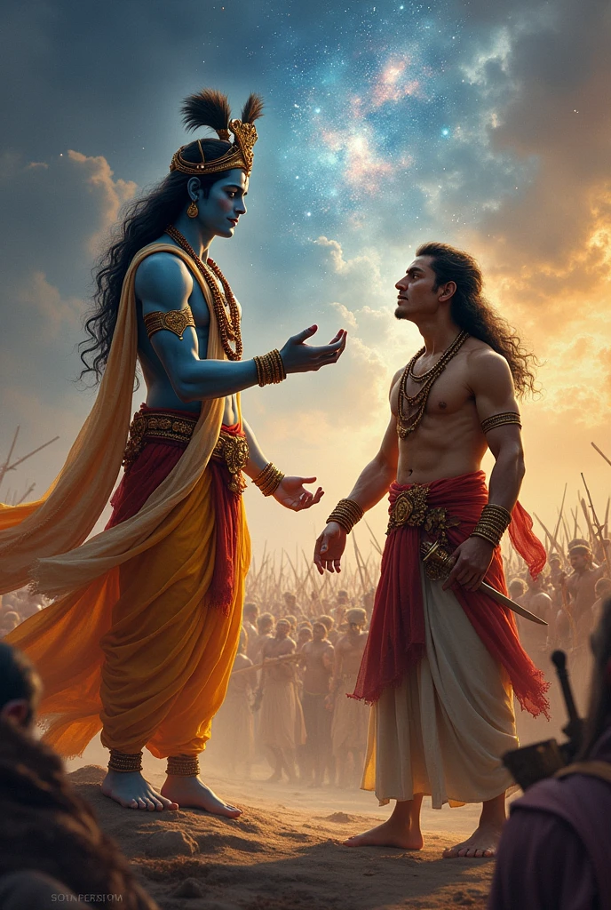 Krishna telling Geeta to arjun