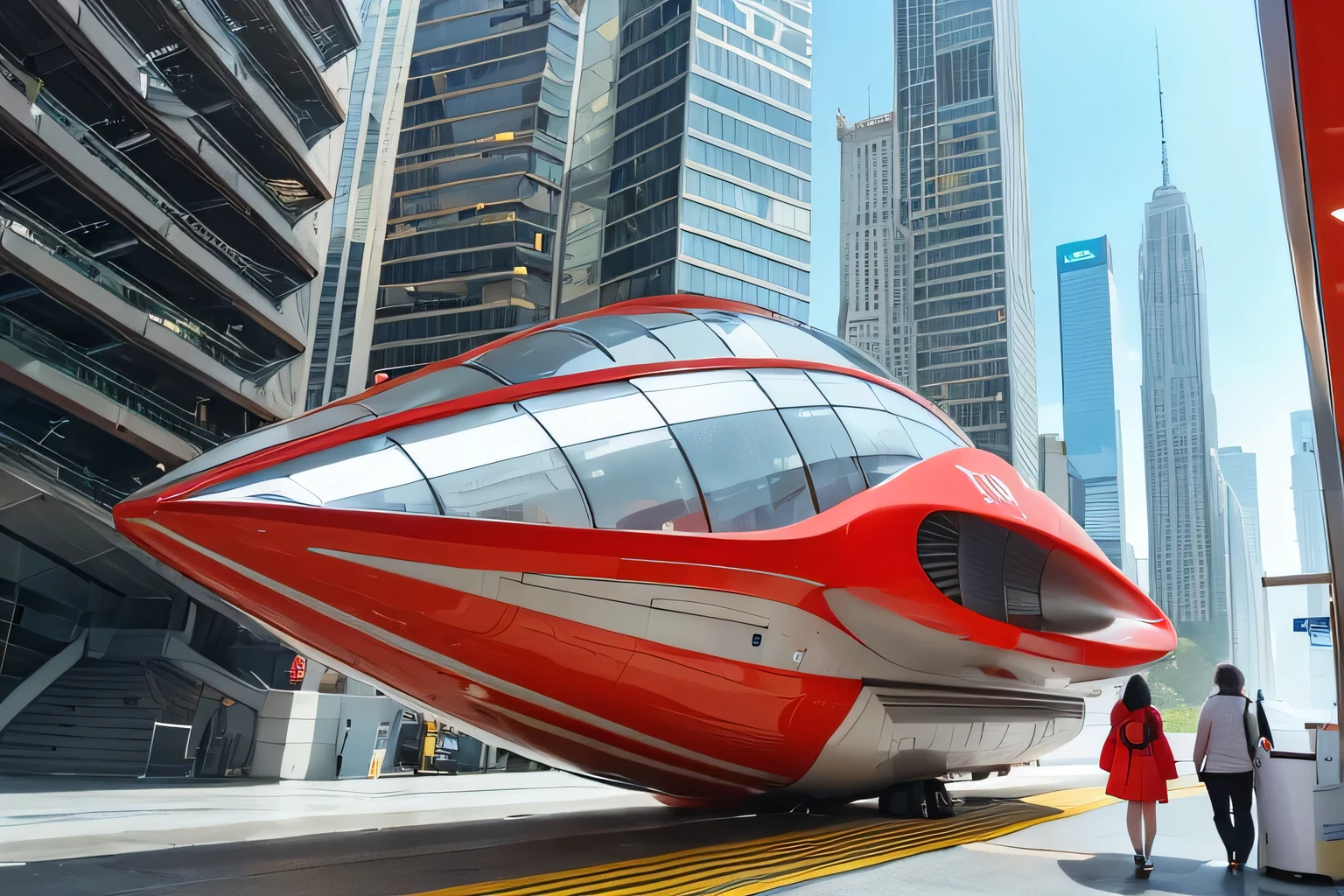 Check-in at the futuristic space shuttle passenger platform