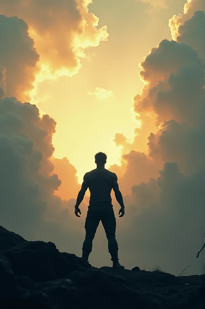 Human silhouette fighting the sky